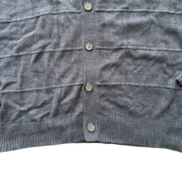 Vintage Oscar de la Renta Mens Button Up V Neck Cardigan Sweater Blue XXL - Picture 3 of 5